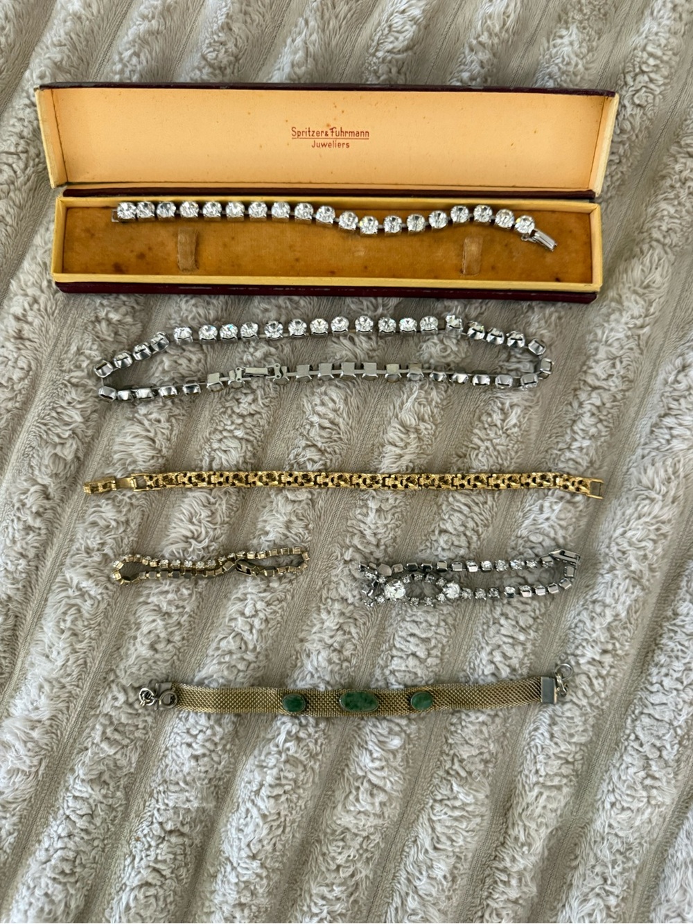 Vintage 6-Silver-Tone Crystal Tennis Bracelet - Clear